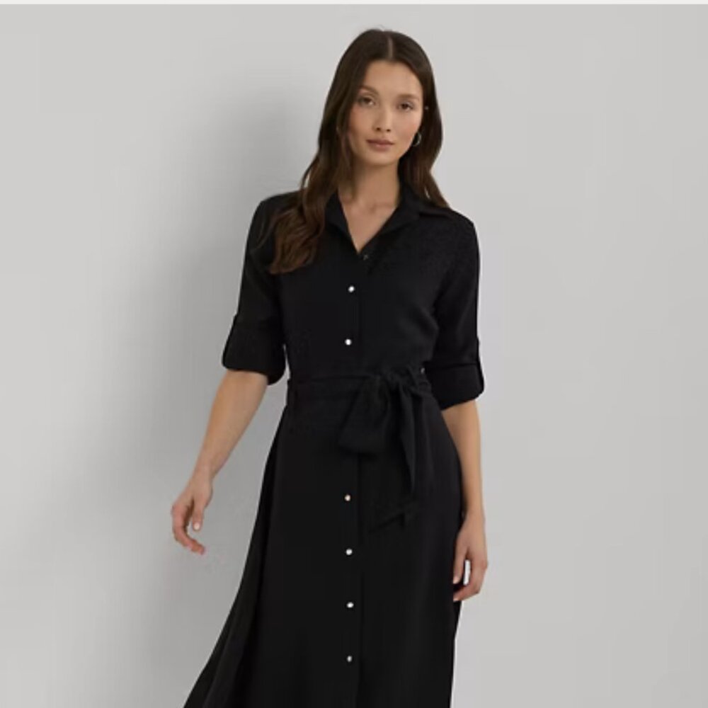 Black Ralph Lauren Fit-and-Flare Shirtdress